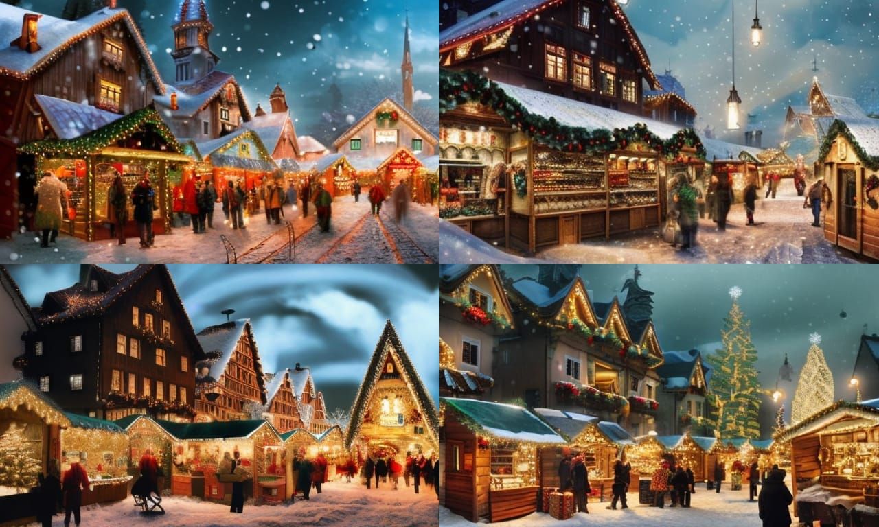 Festive Christmas Market in Alsace Germany at Night