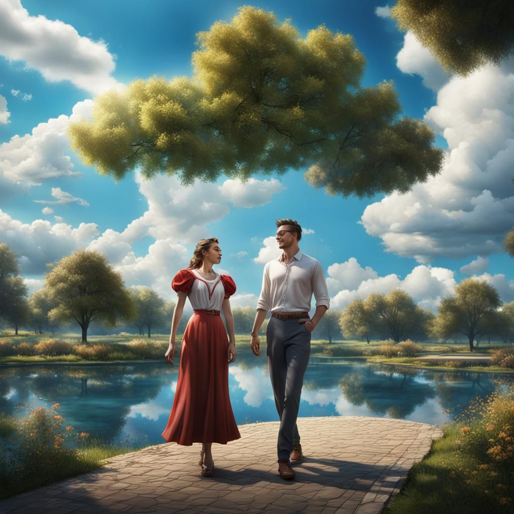 Couple Enjoying a Sunny Day: Fantasy Concept Art