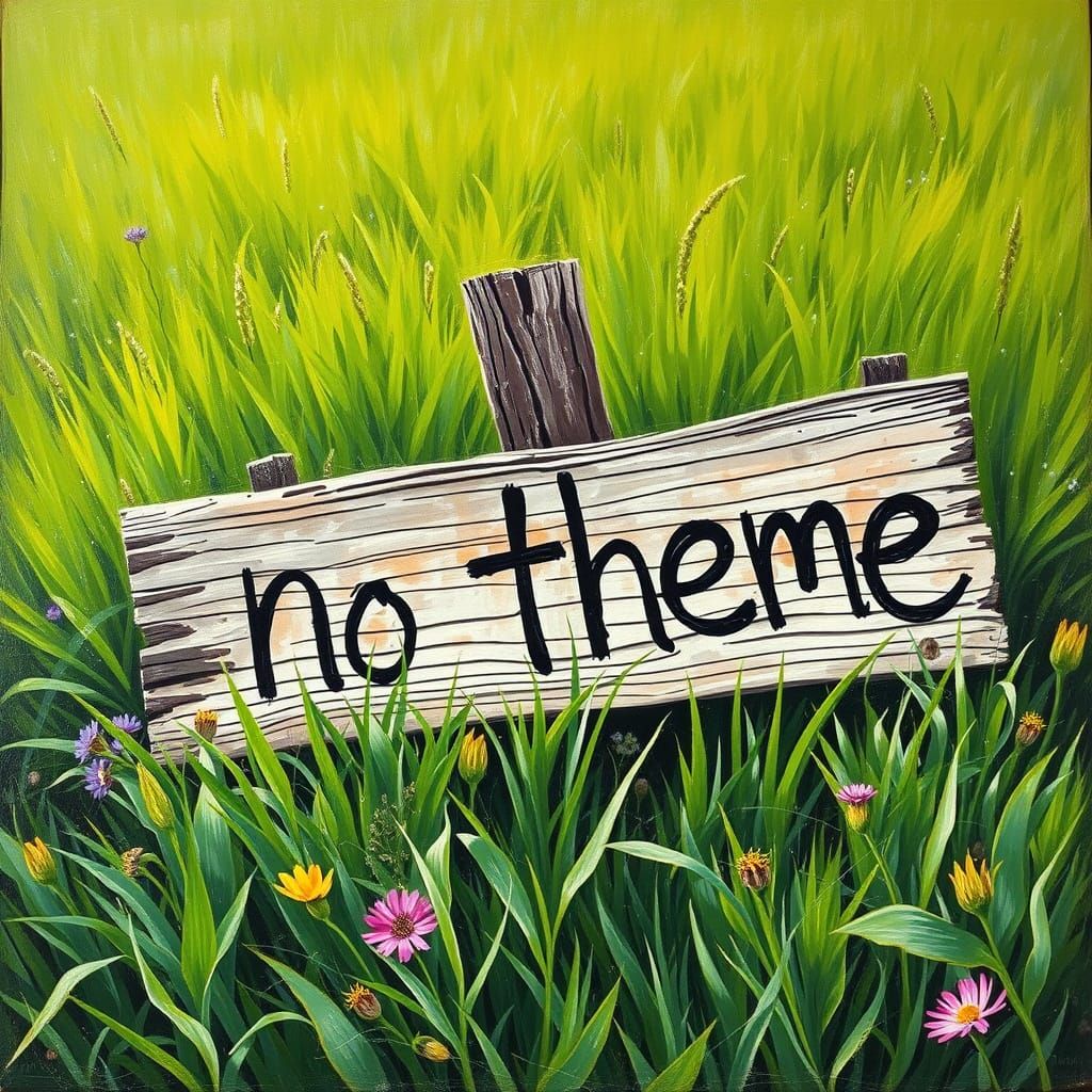 Whimsical Wooden Sign Half-Buried in a Lush Green Meadow