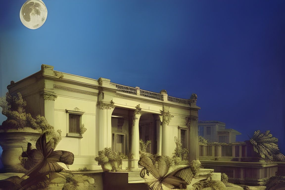 Fantastic Moonlit Menagerie in Etching Style