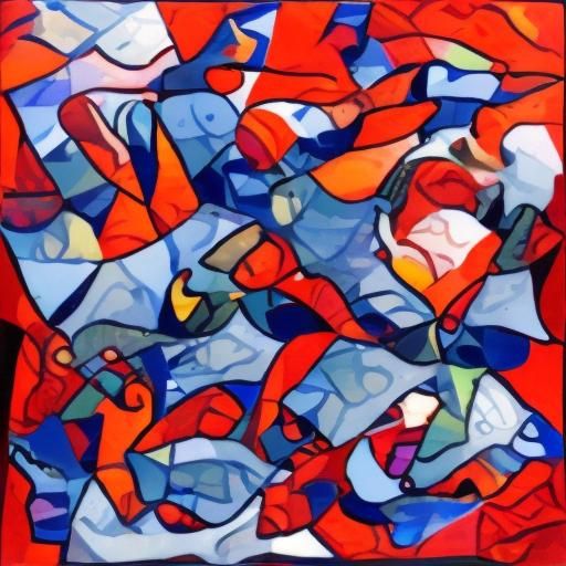 Cubist Lion Art: Geometric Feline in Line Style