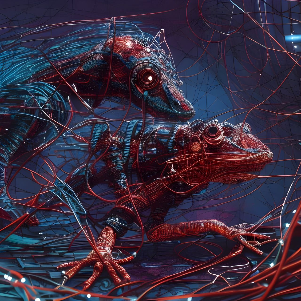 Cyberpunk Lizard Illustration in Digital Art Style