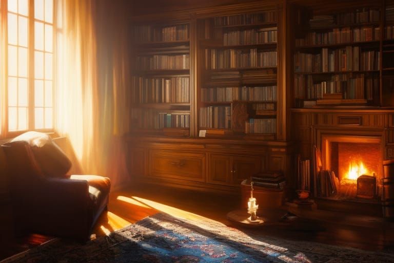 Cozy Room with Fireplace: Concept Art