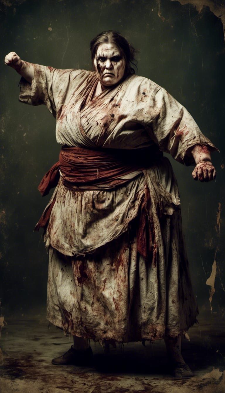 Obese Woman Practicing Martial Arts