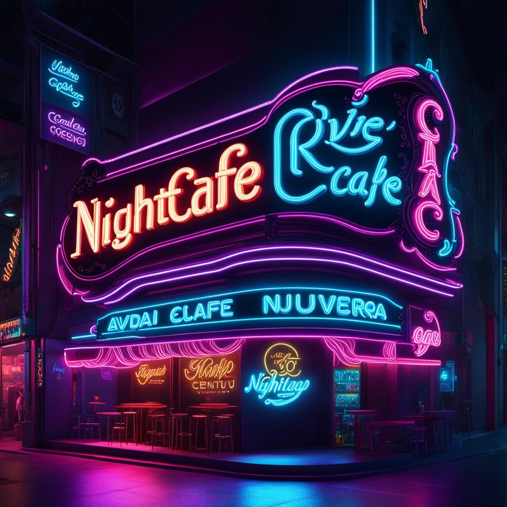 Nightcafe Neon Sign in Hyperdetailed CGI Style