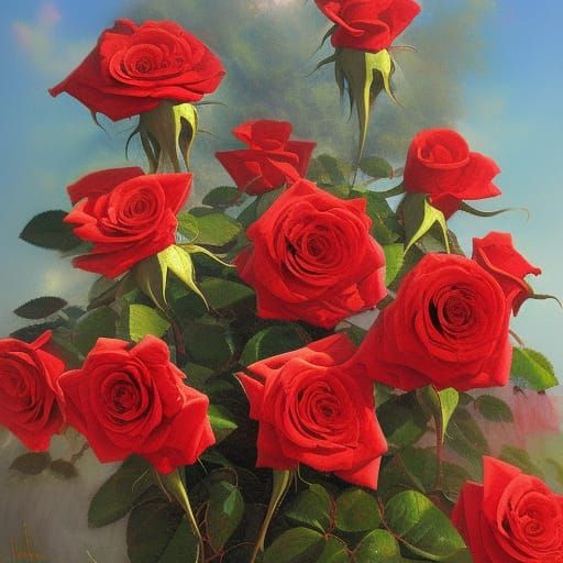 Rose Wreath in Oil Painting Style