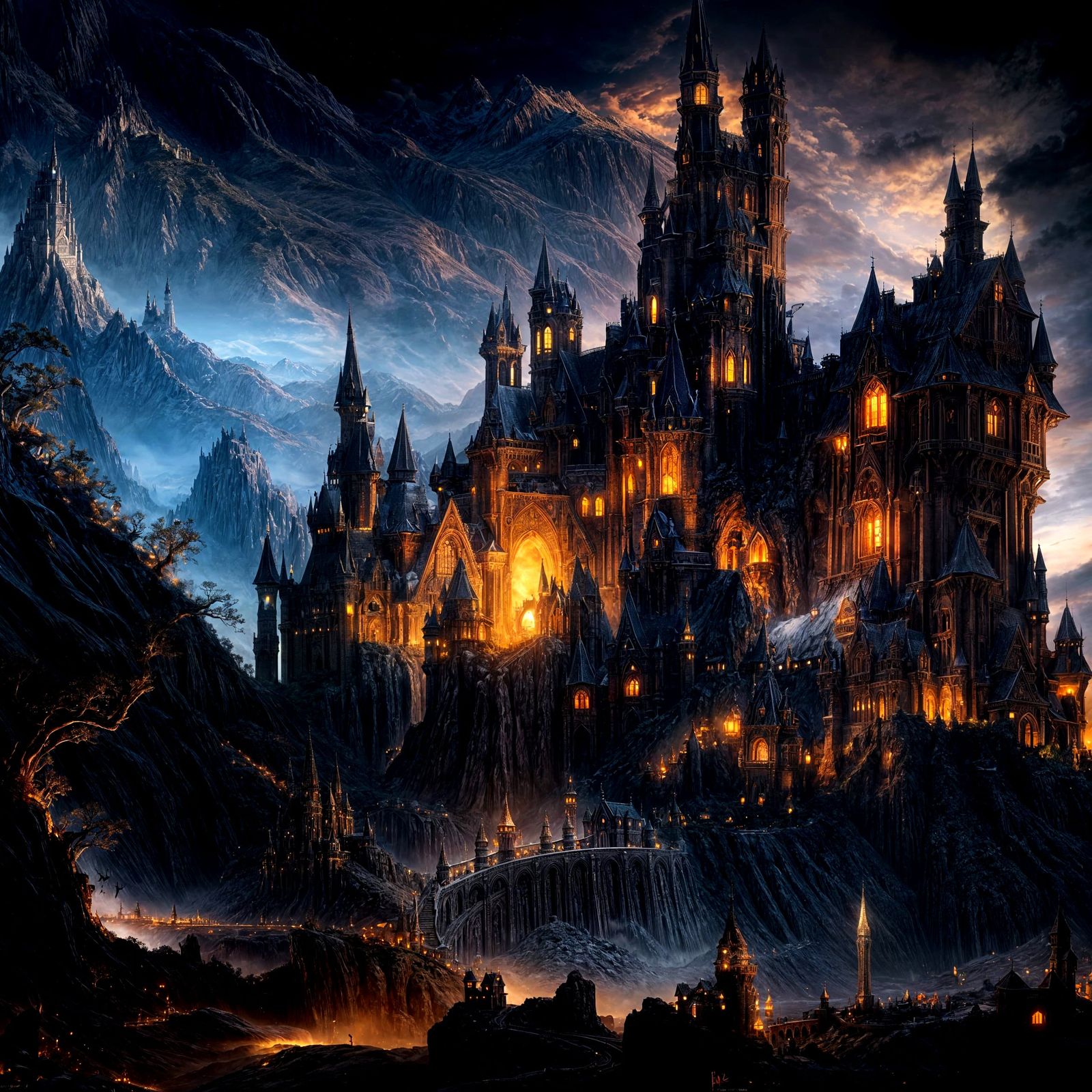 Intricate fantasy castle, fantasy landscape