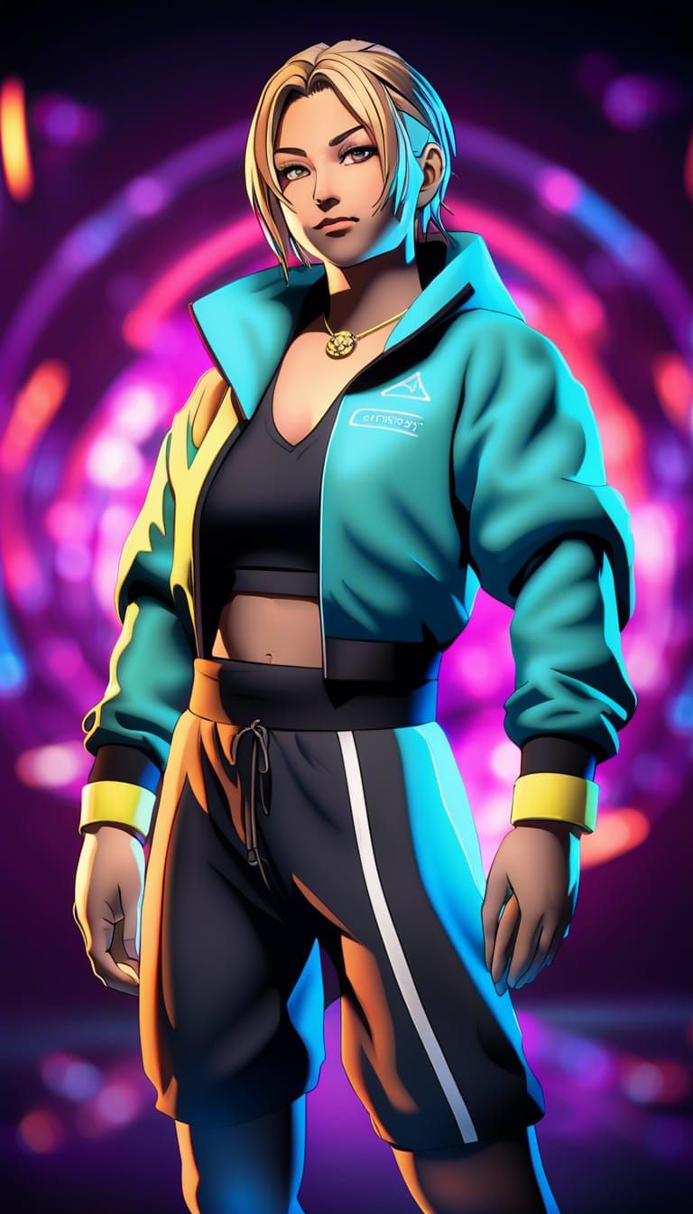 Rhea Ripley Anime Wrestler Villain in 80s Style