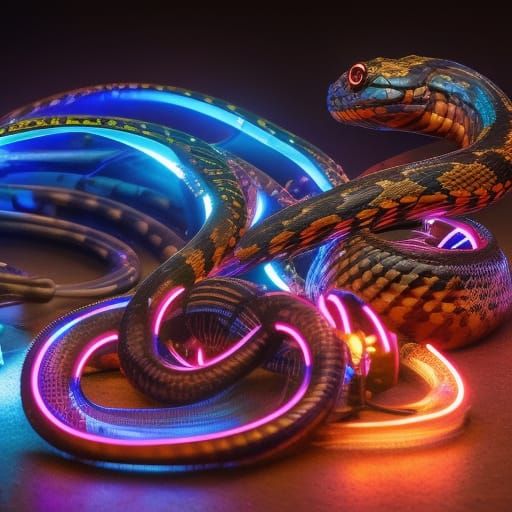 Biopunk Cobra Snake in Steampunk Biomechanical Style