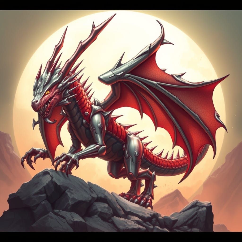 Cybernetic Dragon in Futuristic Metal Armor