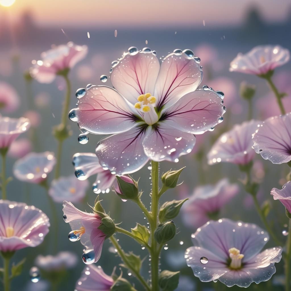 Crystal Jelly Mallow Flower with Sparkling Stars