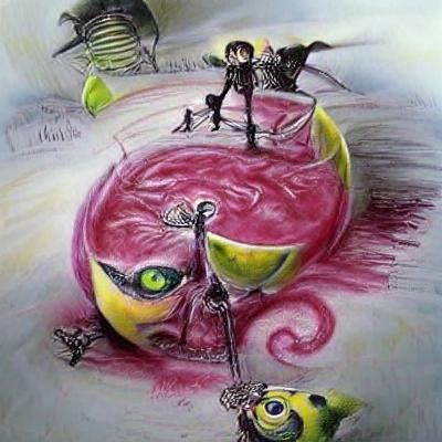 Warriors Clash: A Pastel Ink Drawing