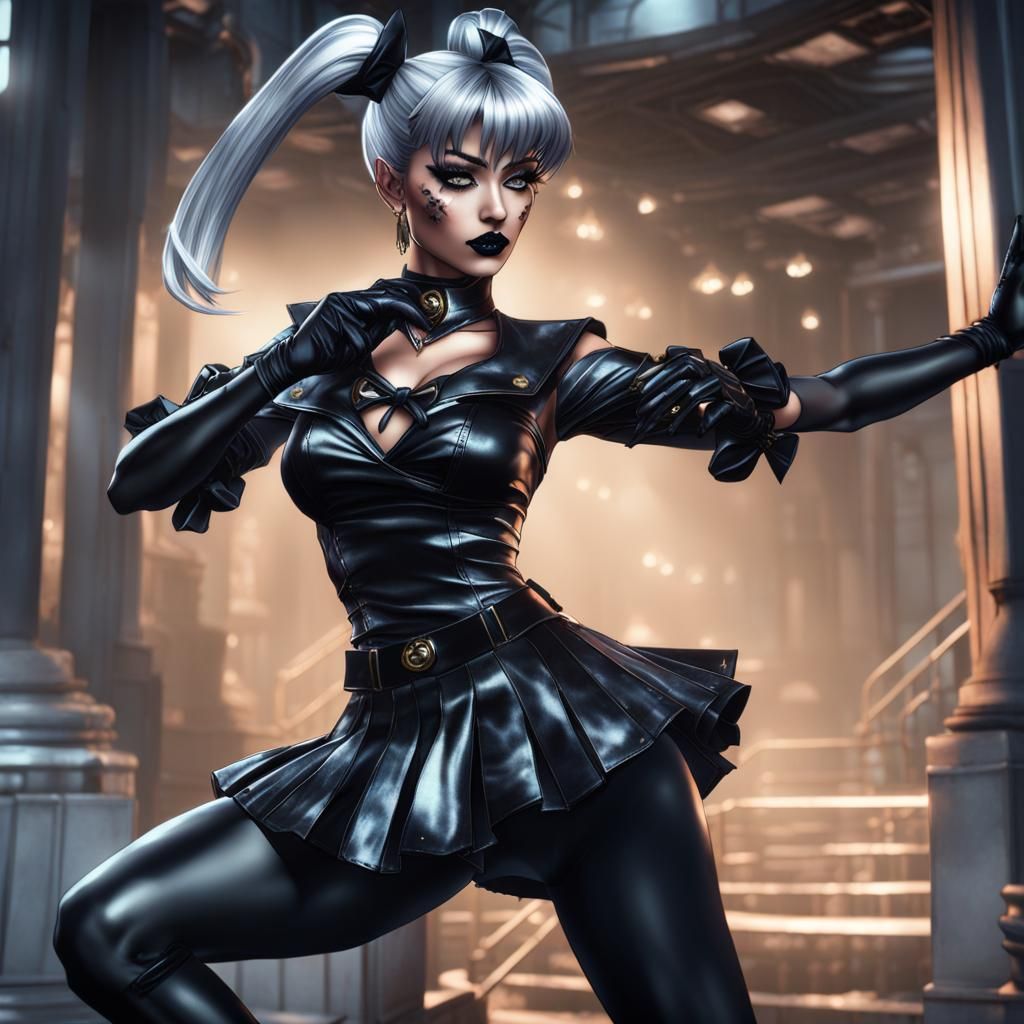 Athletic Goth Sailor Scout in Comic Book Art