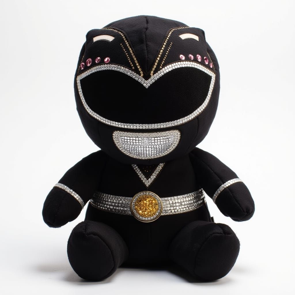 Black Power Ranger Plushie with rhinestones on helmet