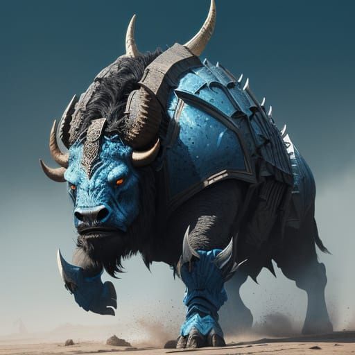 Epic Buffalo War Beast in Armor-Like Plating