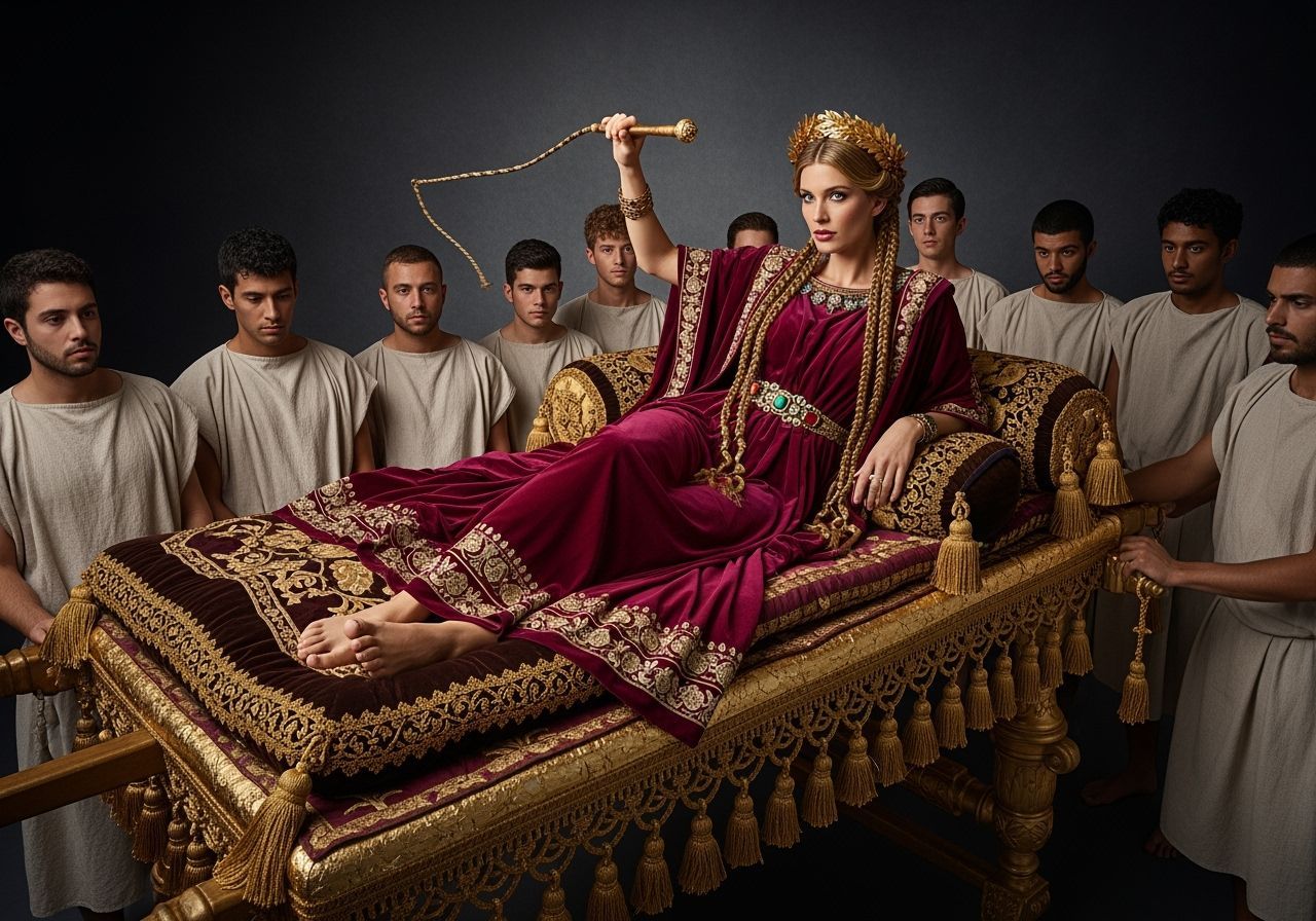 Roman Empress on Golden Litter in Photorealistic Style