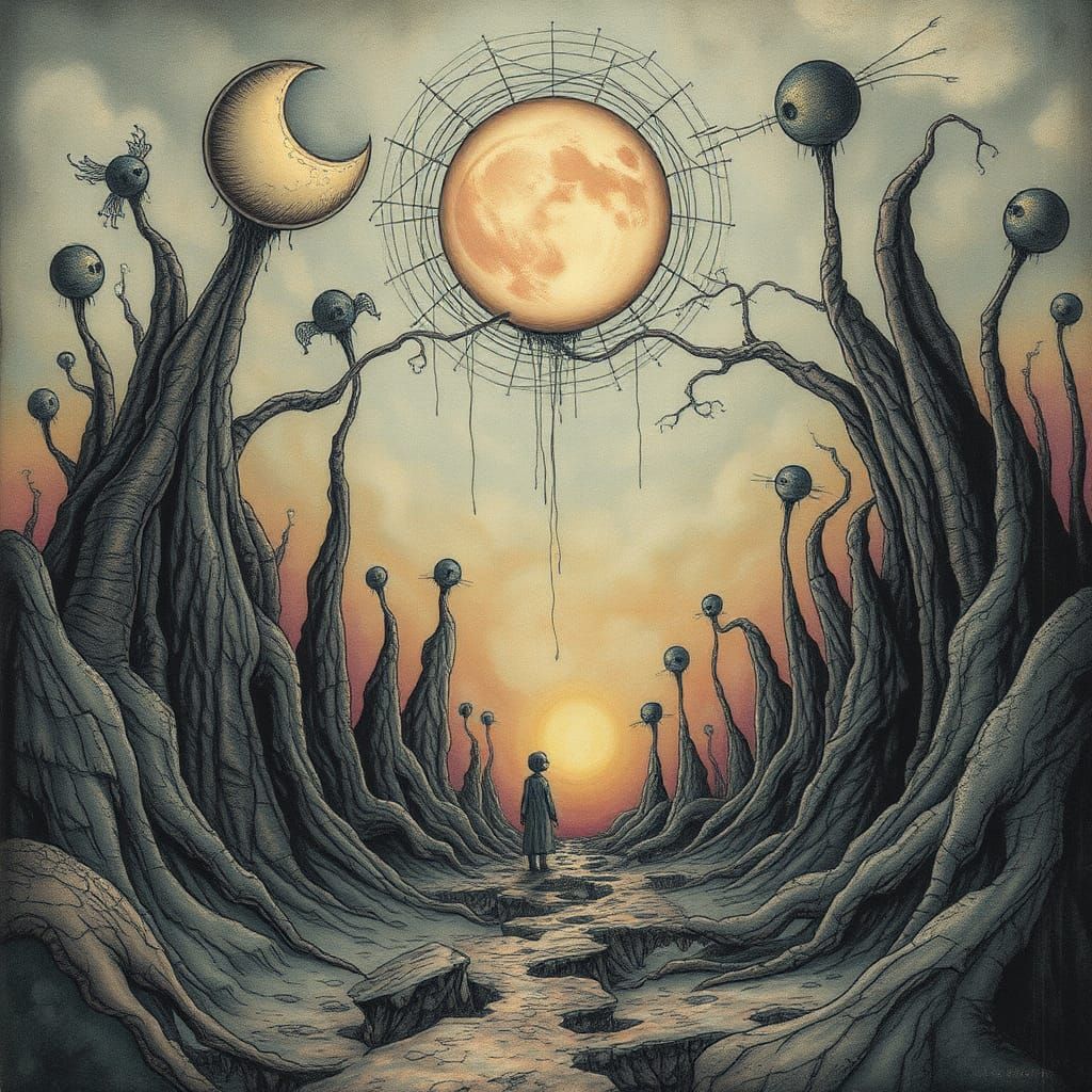 Surreal Dreamscape: A Hyperdetailed Alcohol Ink Illustration