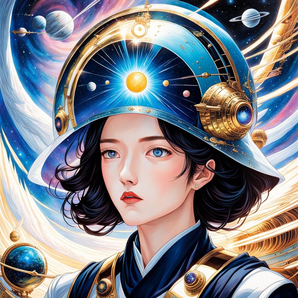 Cosmic Eisenhower Matrix in Surreal Manhua Oil Painting