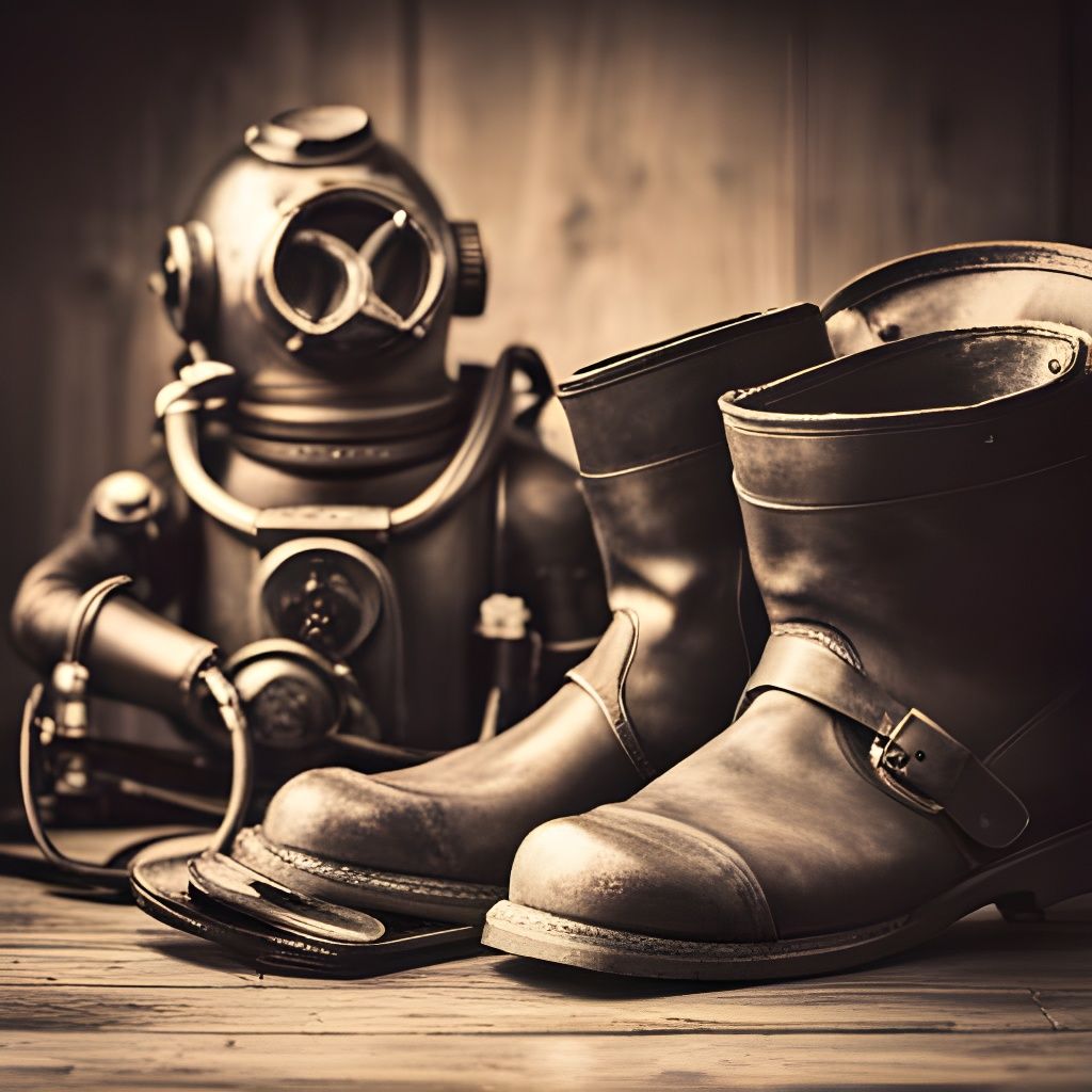 Vintage Diver Suit in Sepia Tone Photography