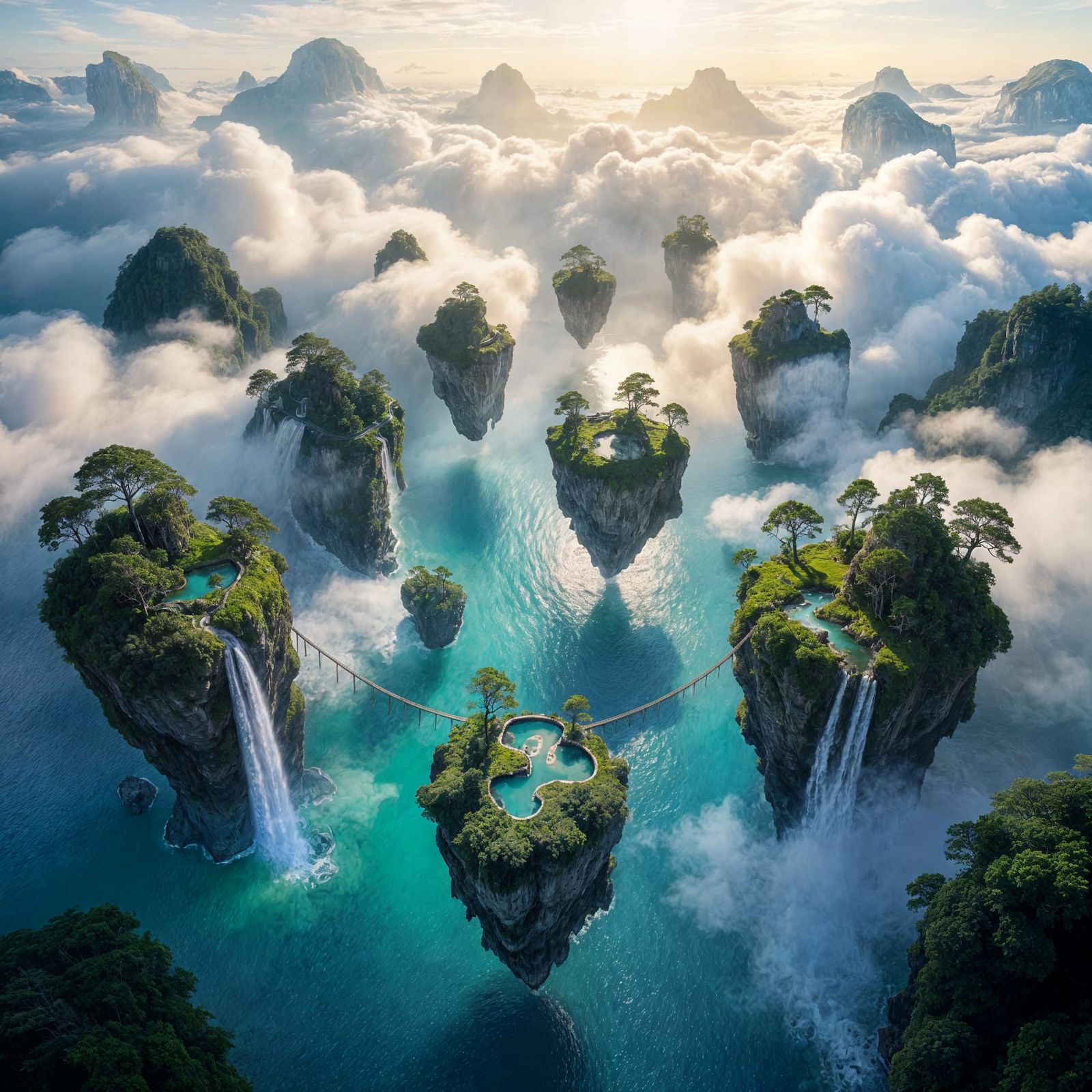 Aerial Drone Photo of Floating Islands in Sky