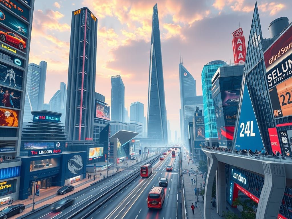 Futuristic Britain Shines in Neon Bliss