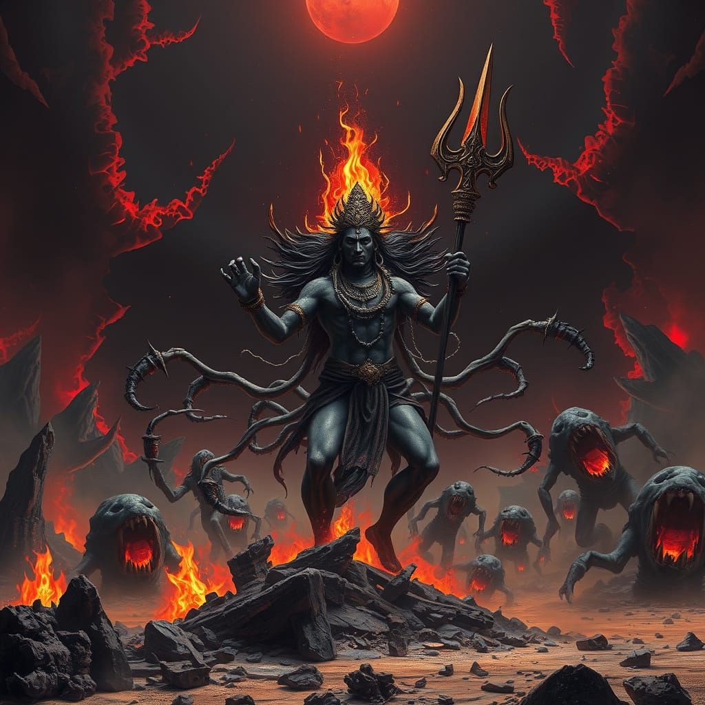 Post-Apocalyptic Lord Shiva Rises Amidst Cosmic Chaos