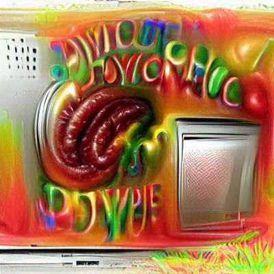 Psychedelic Ketchup Sausage Microwave Door