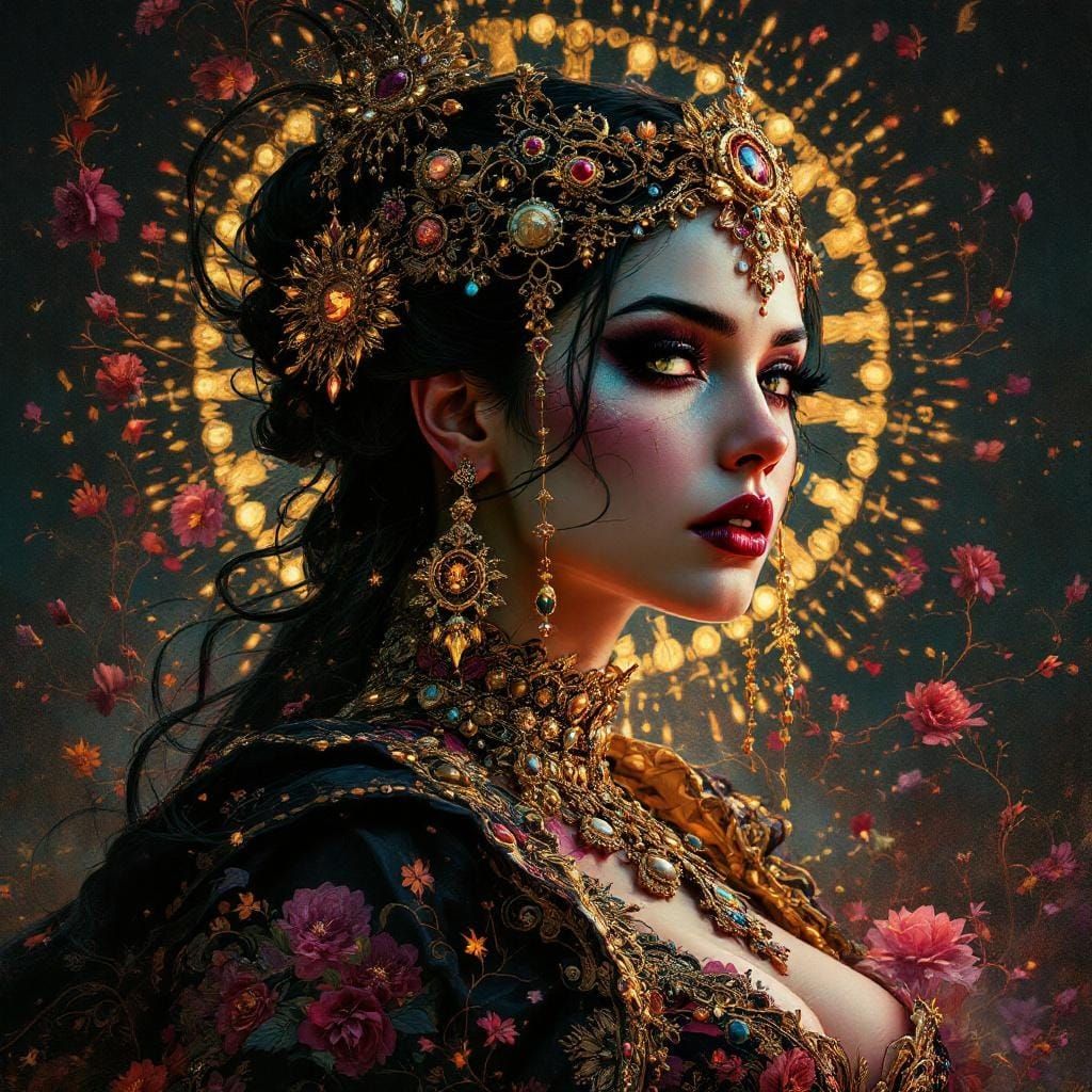 Gothic Goddess Portrait in Neo-Classical Style