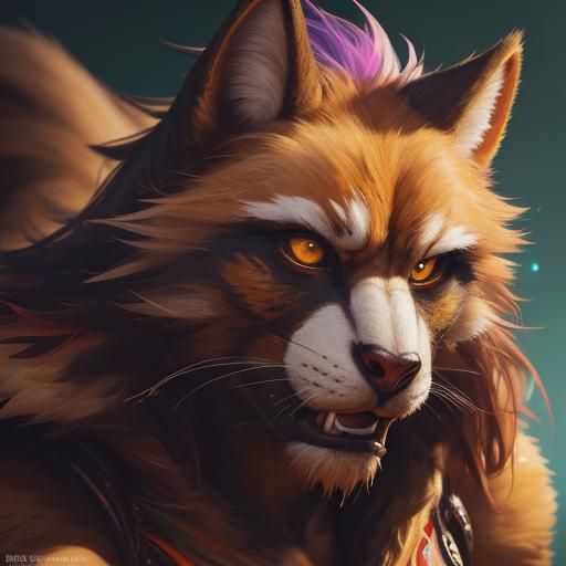 Hyperrealistic Furry Portrait in Splash Art Style