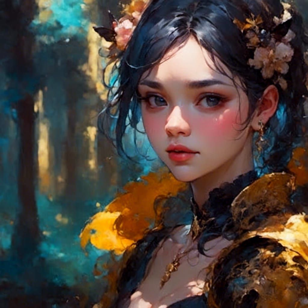 Anime Girl with Realistic Face in Digital Art