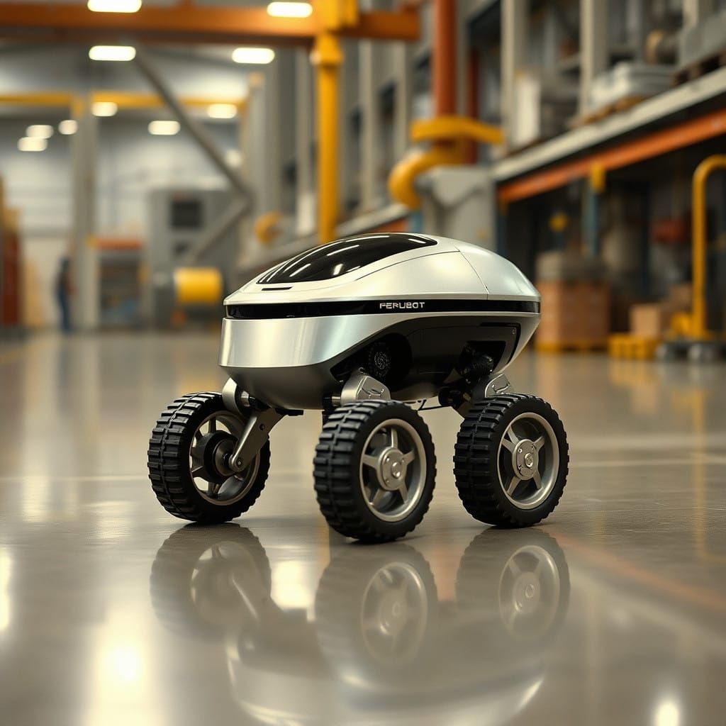 Industrial Metal Robot Base in Futuristic Factory Setting