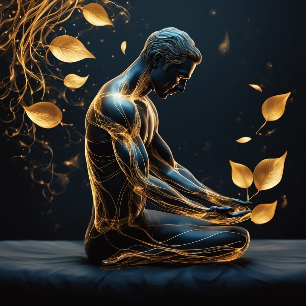 Soothing Therapeutic Massage Artwork in Elegant Golden Light
