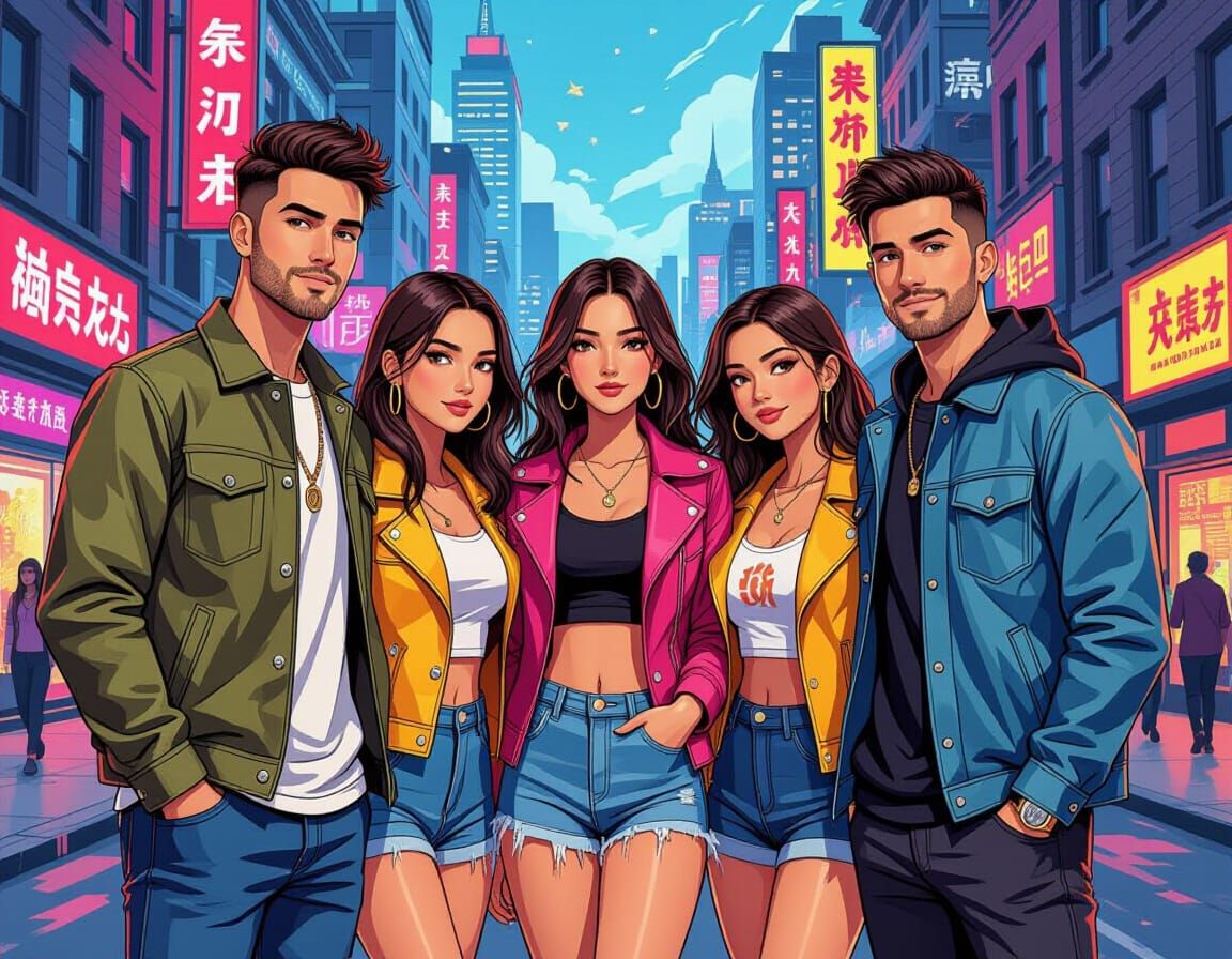 Family Posing in Cityscape with Vintage Flair