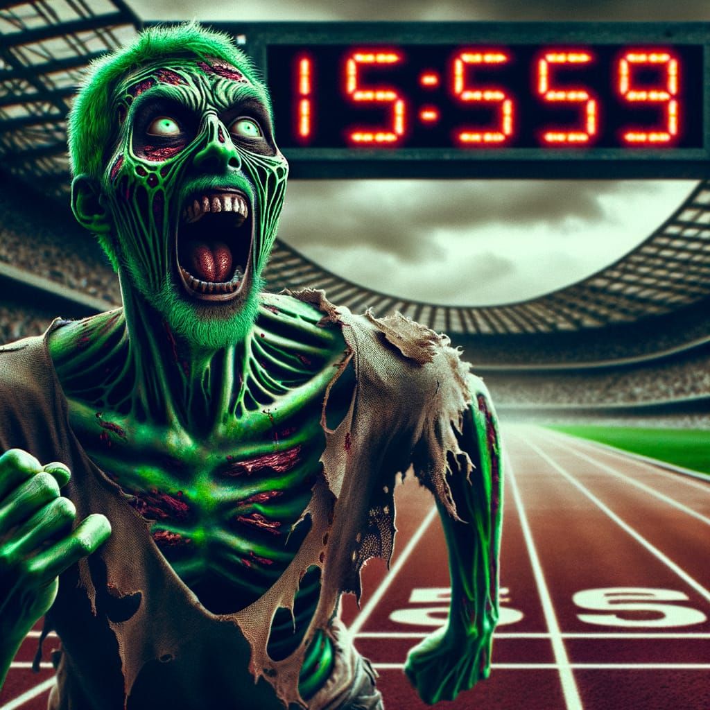 Green Zombie Screams Past Finish Line in 15:59 Race