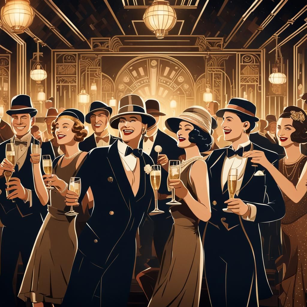 Art Deco Celebration in a 1920s Speakeasy