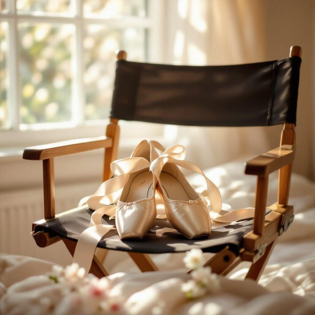 Ballet Shoes on Director's Chair in Sunlit Bedroom