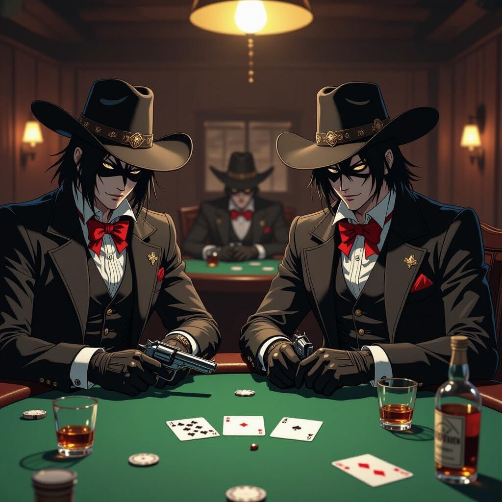 Villains as Western Cards in Saloon