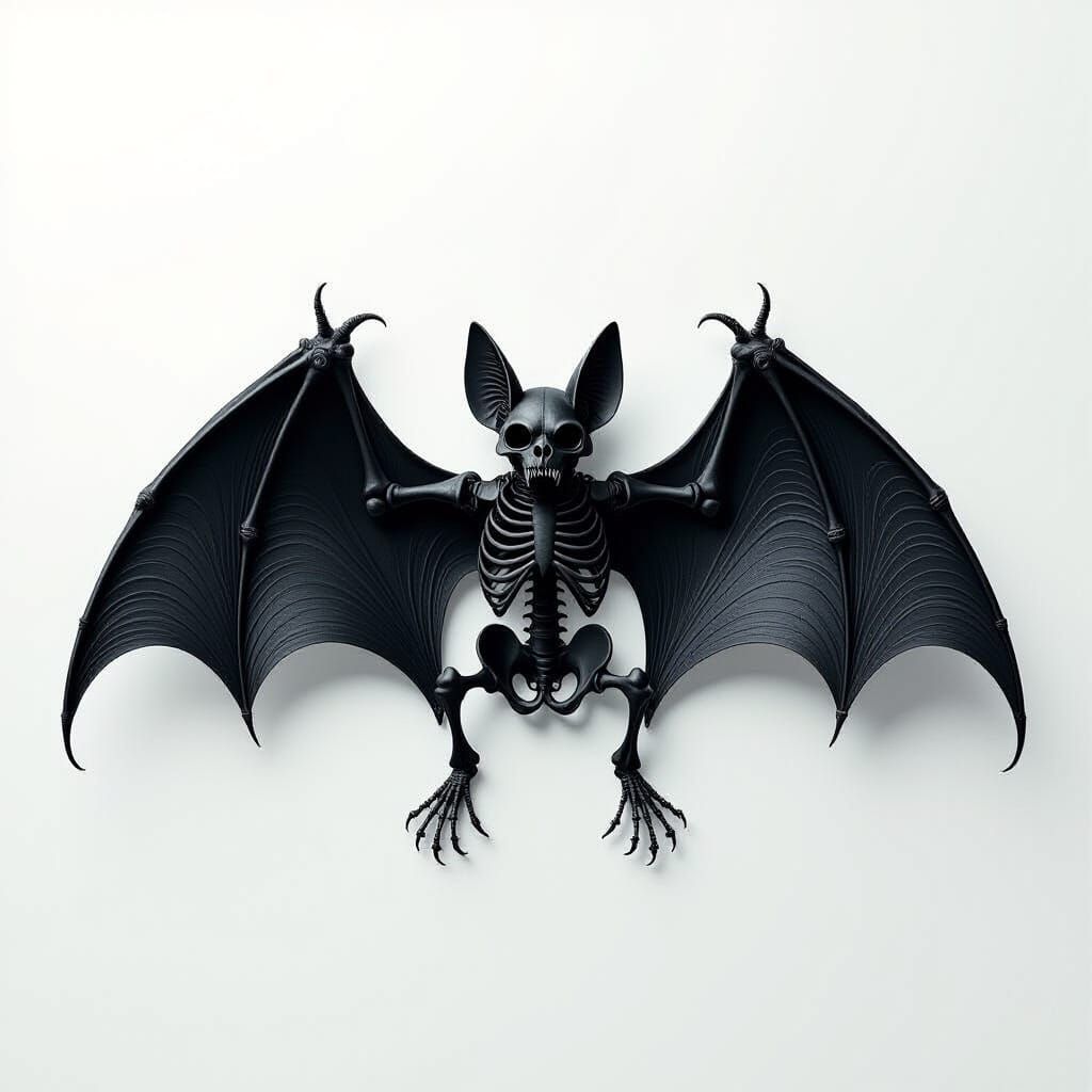 Detailed Black Bat Skeleton Anatomical Illustration