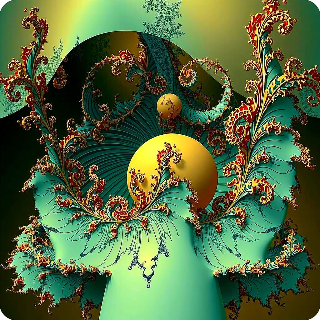 Abstract Fractal Waves with Zentangle Patterns