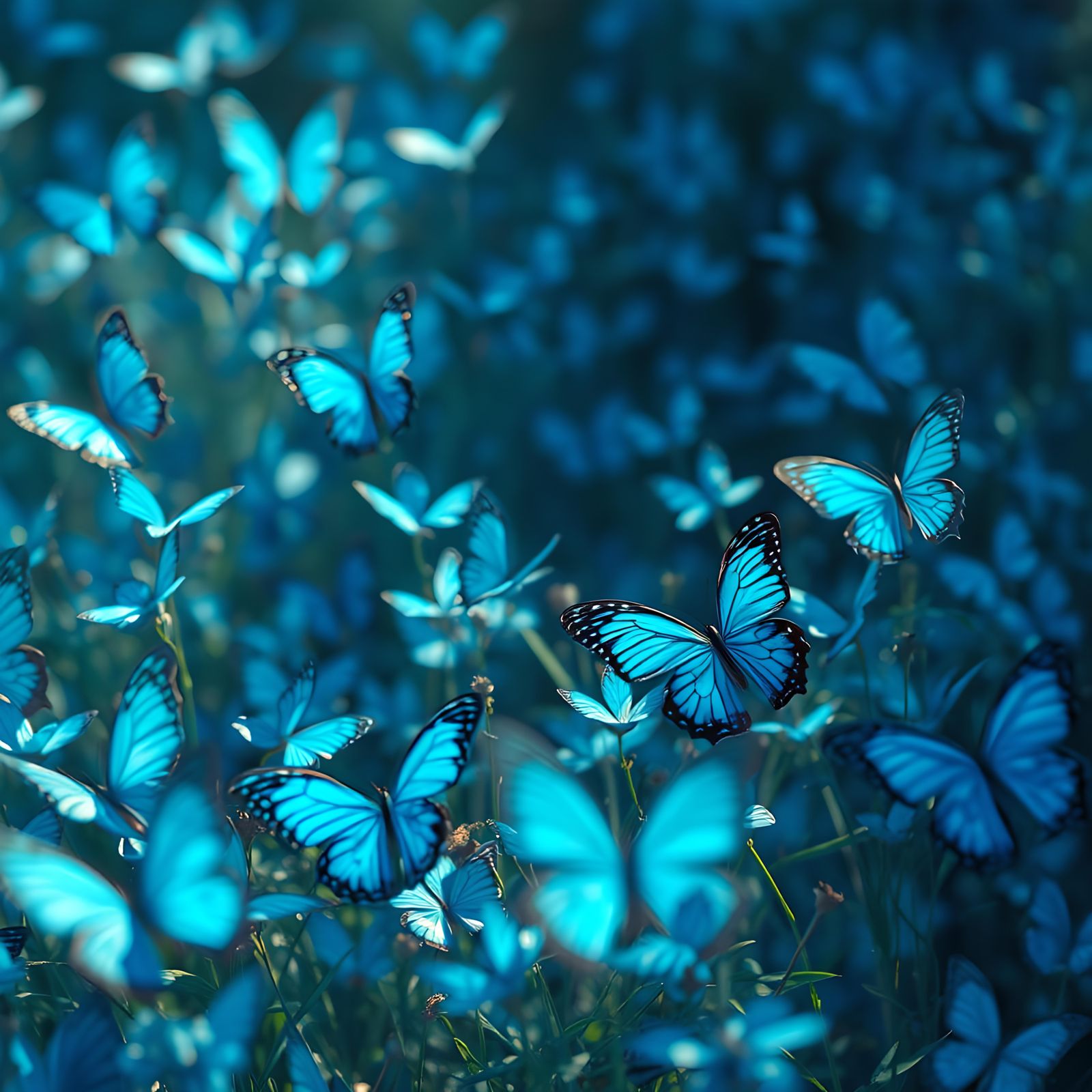 Blue Butterfly Field: Fantasy Concept Art