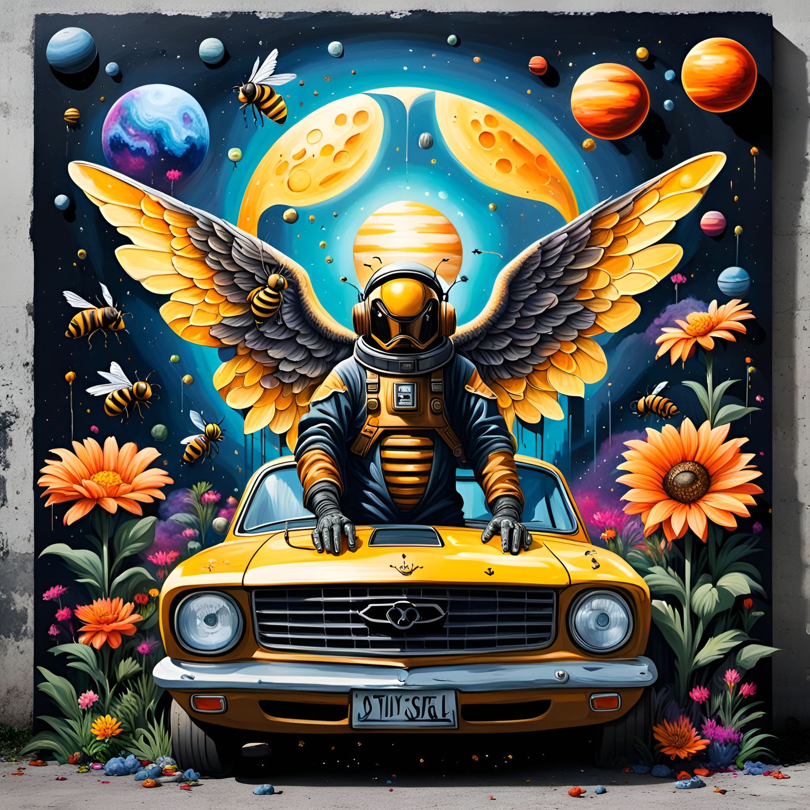 Dark Angel in Graffiti Street Art Style