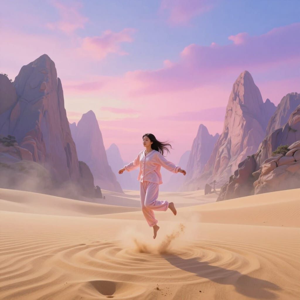 Ethereal Girl Lands in Surreal Otherworldly Realm