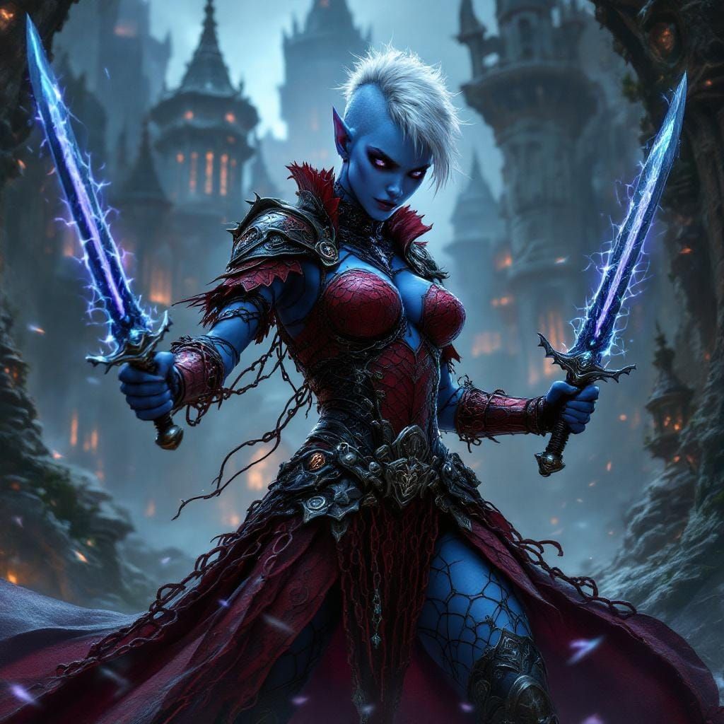 Gothic Elf Rogue with Twin Daggers