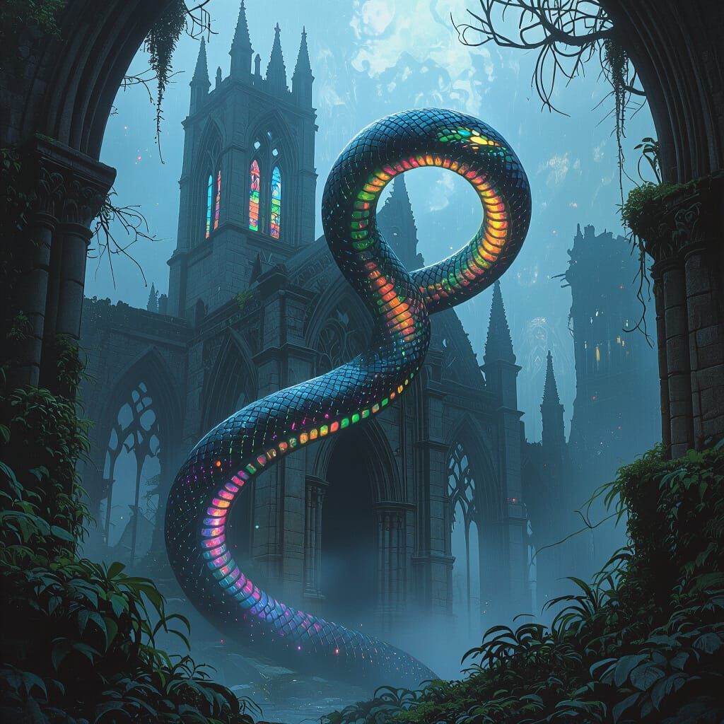 Bioluminescent Serpent Cathedral: A Dark Fantasy