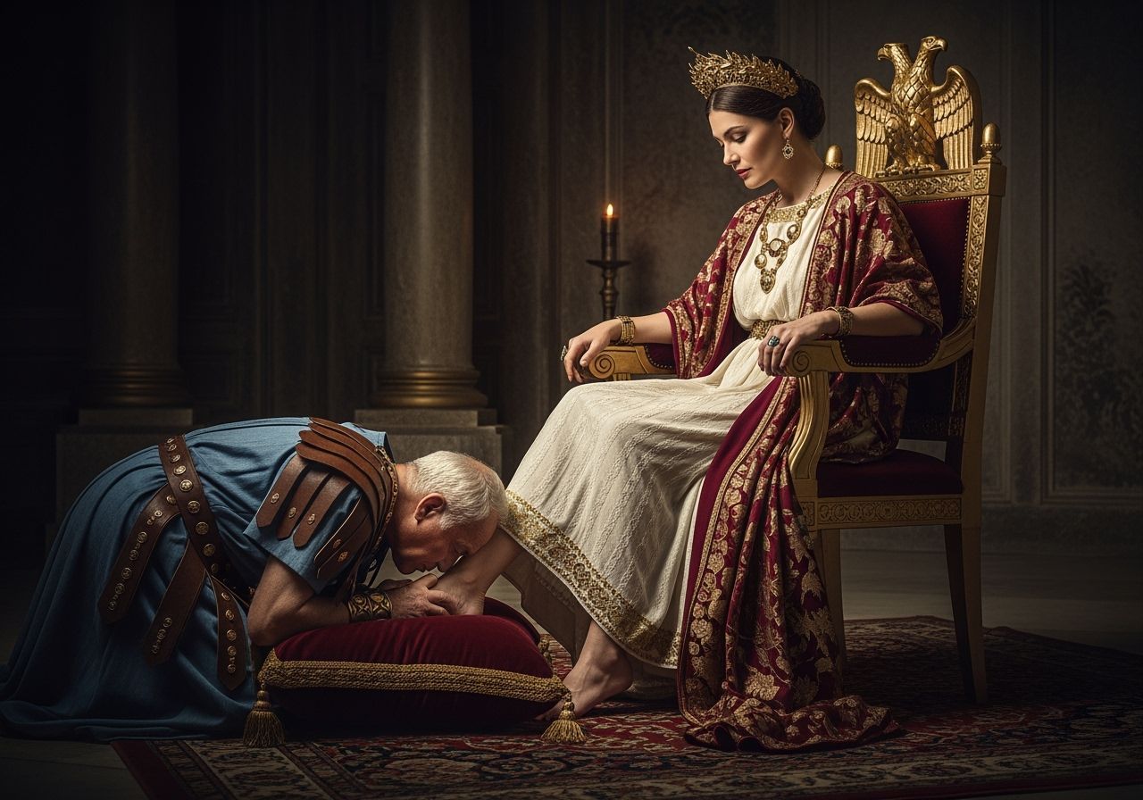 Regal Roman Empress on Golden Throne, Professional Photograp...