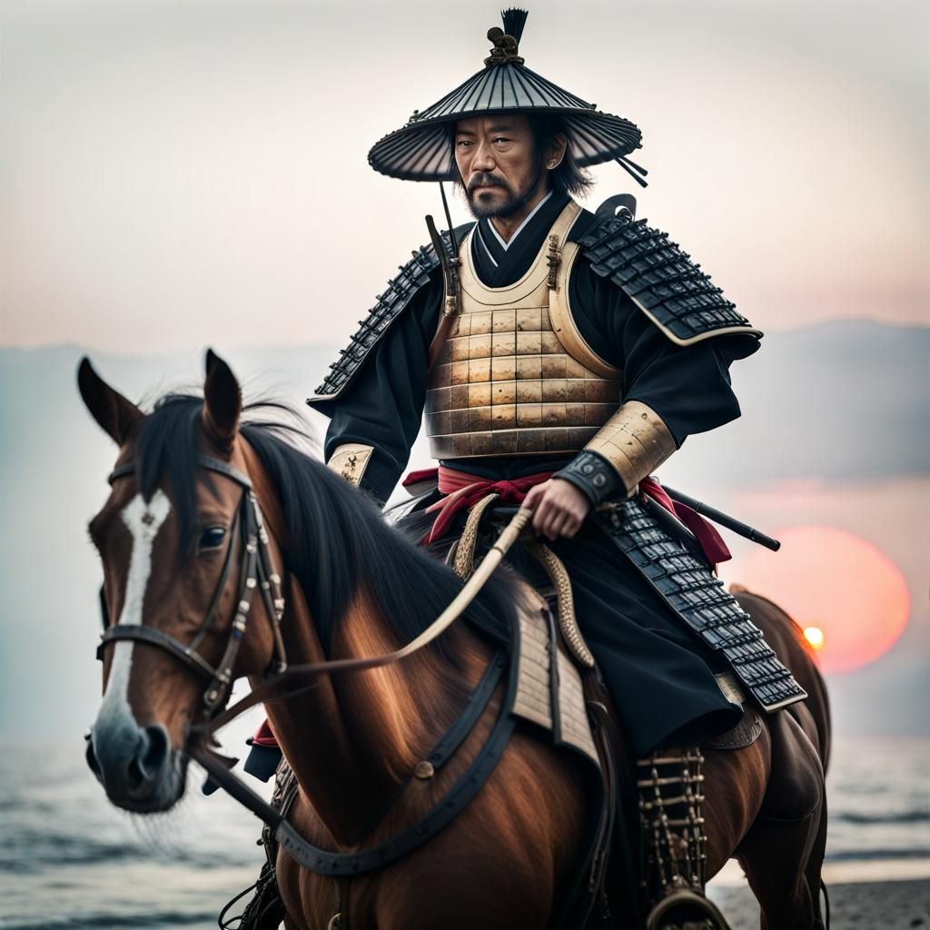 Samurai on Horseback Emerges from Atmospheric Haze