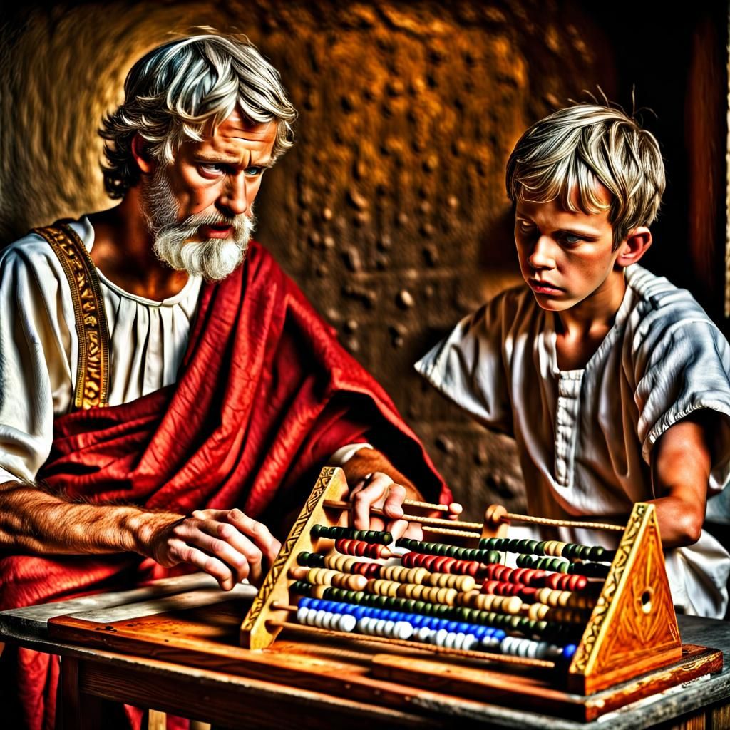 Frustrated Roman Student Learns Abacus