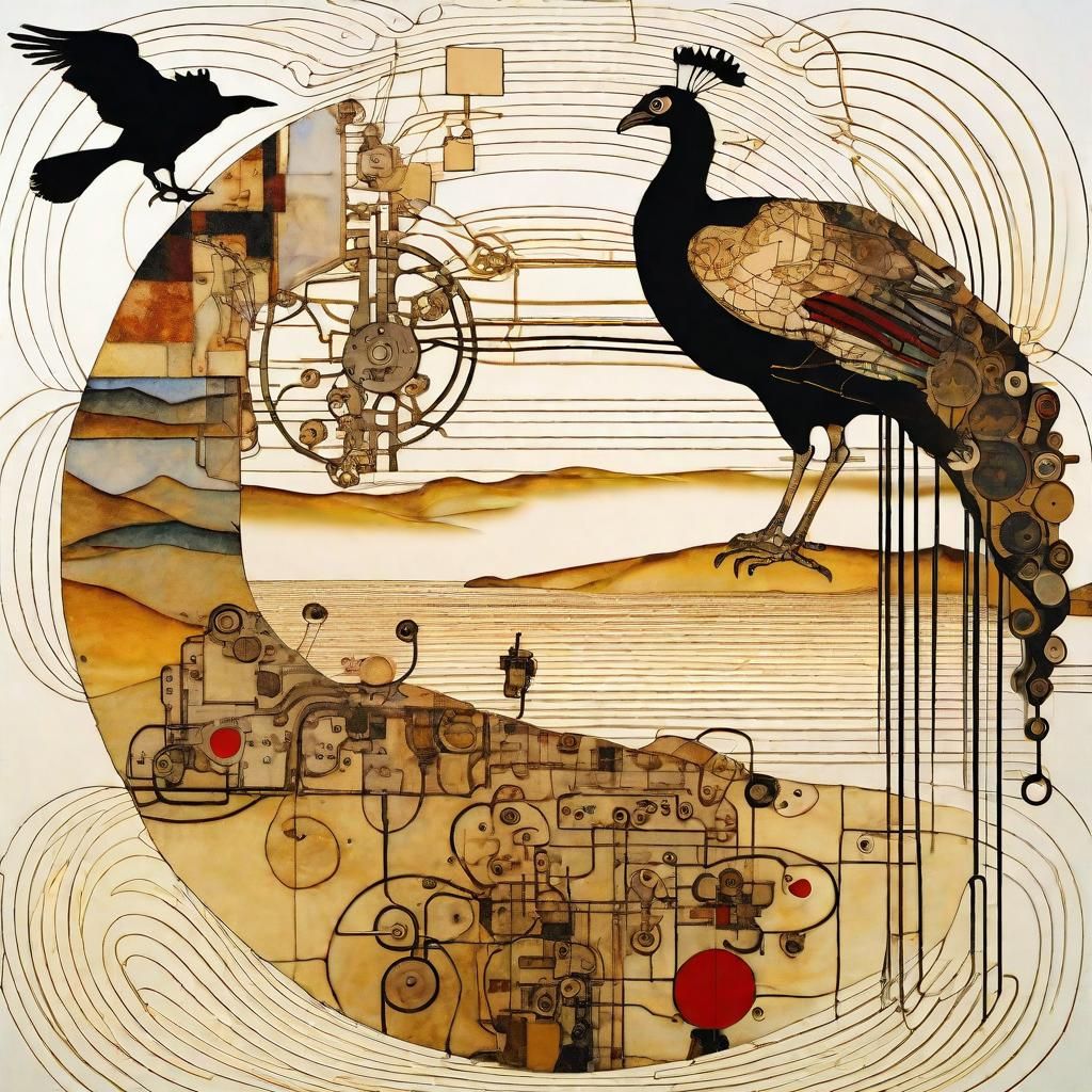 Surrealist Circuit Board Landscape in Egon Schiele Style