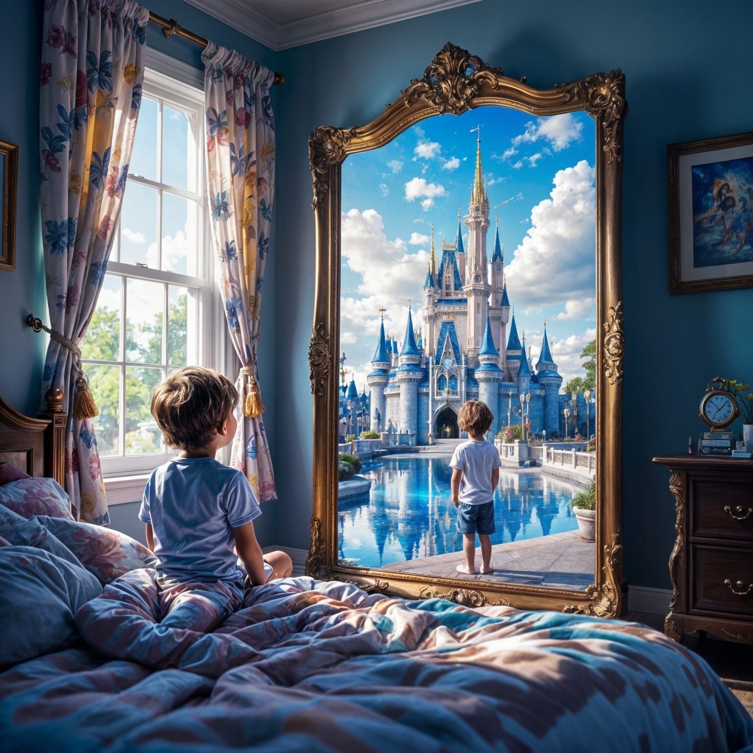 Surreal Child Sees Disney Reflection in Mirror