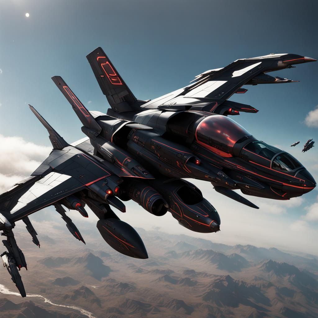 Black Robotech Valkyrie Fighter Jet in Matte Painting